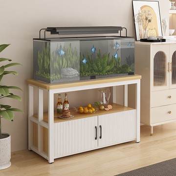 魚缸底座鐵藝承重魚缸架帶門簡約收納櫃客廳隔斷多層魚缸櫃底櫃