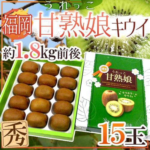 福岡県 八女産 ”甘熟娘（うれっこ）キウイ” 秀品 15玉 約1.8kg前後 化粧箱