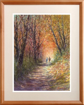 水彩畫原畫 楓紅之森