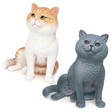 🌈「動物世界」仿真寵物貓咪動物模型兒童認知短毛貓藍貓靜態實心裝飾擺件玩
