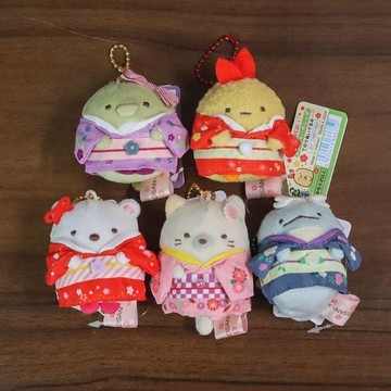 🐘小象潮玩🐘可愛角落生物和服炸蝦白熊黃貓毛絨公仔包包掛件卡通玩偶鑰匙扣女
