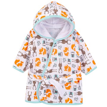 美國 Luvable Friends - 甜蜜寶貝嬰幼兒綁帶連帽浴巾/浴袍-多彩森林 (0-9M)