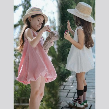 mori🎀mori女童無袖連衣裙兒童裙子夏季女寶公主裙休閒棉布背心裙子