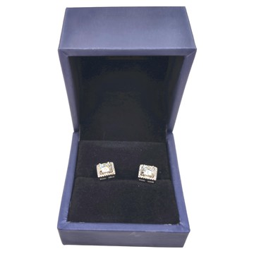 BIOAM 佰歐安 一克拉莫桑鑽 純銀鍍18K白金耳環  白金色