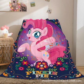 跨境批發小馬寶莉法蘭絨毛毯彩虹圖案3D數碼印花午睡蓋毯源頭工廠