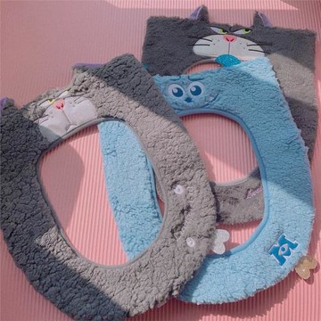 搞怪可愛卡通毛絨路西法怪獸保暖馬桶套坐便器套馬桶墊馬桶座圈冬