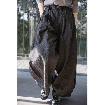 墨灰色超氣場松緊腰大闊腿