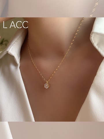 925通體純銀款簡約一顆鉆吊墜項鏈短項鏈鎖骨鏈