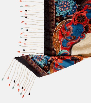 Etro Embellished printed silk scarf