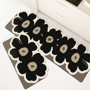 花花家用廚房地墊pvc皮革腳墊防水防油地毯可擦免洗防滑長條門墊