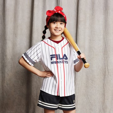 FILA KIDS x Rakuten 樂天聯名 童短袖球衣-白色 1TEZ-4604-WT