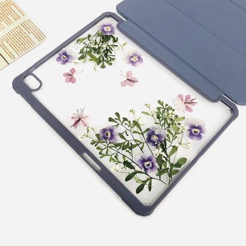 紫花綠葉手工押花iPad外殼 iPad Air 11寸13寸iPad Pro11寸13寸
