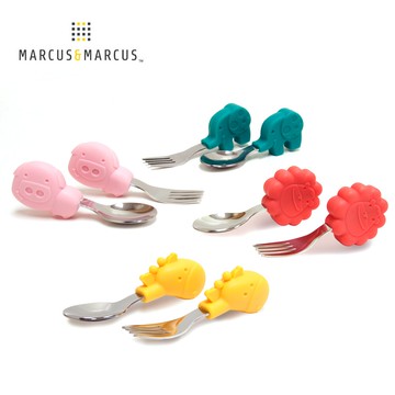 《 MARCUS＆MARCUS 》動物樂園寶寶手握訓練叉匙 東喬精品百貨