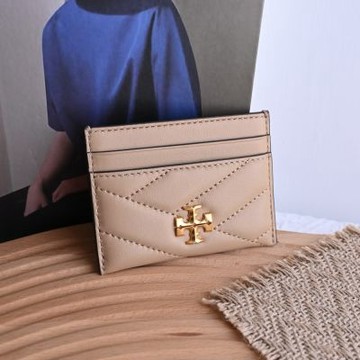 TORY BURCH 金屬LOGO卡夾/名片夾(奶茶色)