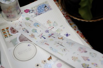 樹裡 子どもの手描き風 手帳デコ PET 和紙膠帶 (kiss-cut)