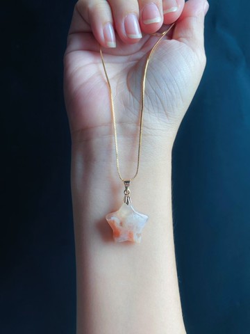 星願 飄牛血紅 水中花 櫻花瑪瑙 項鍊  禮物 天然石 獨一無二