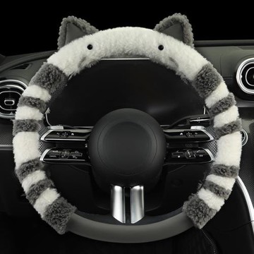 卡通可愛女立體耳朵小貓汽車方向盤套 新款冬季毛絨保暖汽車把套