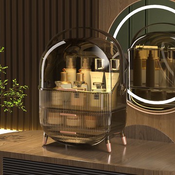 化妝品收納盒置物架護膚品有蓋桌面化妝箱大容量防塵梳妝臺收納盒 z8092