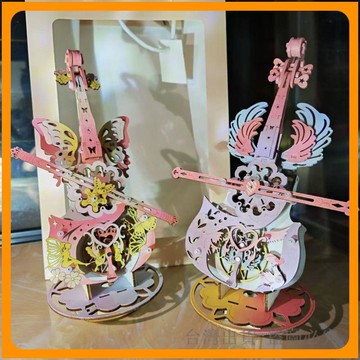 *臺灣出貨*天使之翼大提琴藝術成品 音樂盒 木質 拼裝模型 小提琴 天空之城 八音盒 生日禮物 八音盒 音樂盒 生日禮物