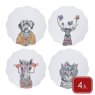 Mikasa Dinnerware 美國 Tipperleyhill木質餐墊4入(英倫萌友29cm) / 桌墊 軟木餐墊  扇貝型餐墊