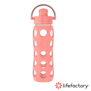 【Lifefactory】玻璃水瓶掀蓋650ml-哈密瓜橘