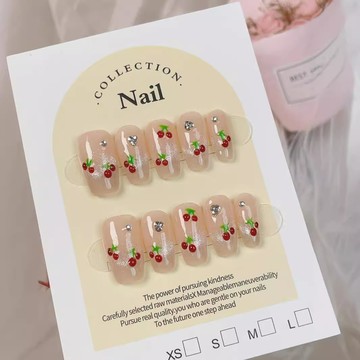 🎀Hannah🎀新款純手工穿戴甲光療美甲貼片成品批髮櫻桃貓眼精品假指甲可拆卸IOL29