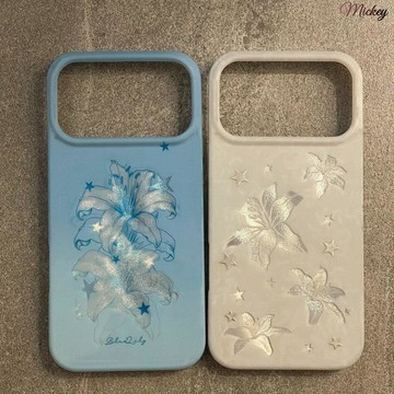 iphone手機殼.ins風簡約百合花適用蘋果17promax/16手機殼iPhone15/14女13/12xr