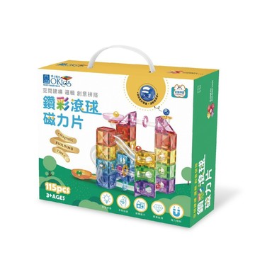 小牛津-鑽彩滾球磁力片-115pcs(滾珠軌道/空間建構/STEAM玩具)