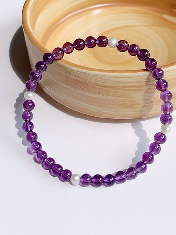 天然紫水晶淡水珍珠手鍊Amethyst & Flashwater Pearl Bracelet