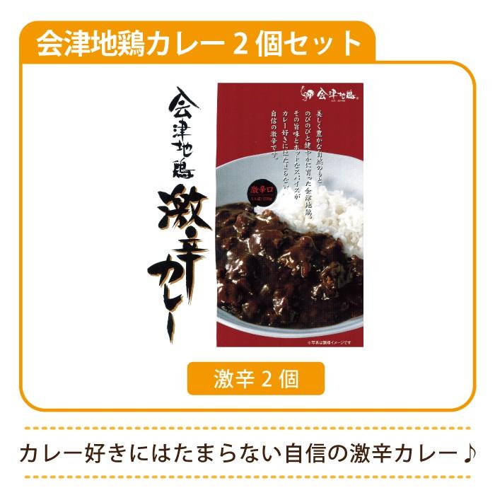 （お試し価格）会津地鶏カレー2個セット (激辛2個)*　福島県会津地鶏　お土産　おみやげ　非常食　送料無料　(メール便)