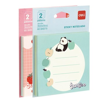 得力Deli造型便條紙/EA041/3x3/熊貓.草莓混款出貨/30張