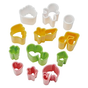 TORUNE 蔬菜壓模 12個 Set 讓便當變得更有趣 適合各種食材  白色 + 黃色 + 綠色 + 粉色  1盒