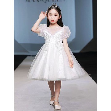 女童禮服兒童生日公主裙蓬蓬裙夏季花童婚紗女孩連衣裙鋼琴演出裙