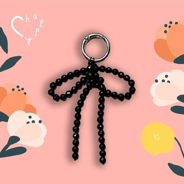 🎉摩羯座生日快樂🎉【C happy】黑瑪瑙+黑曜石_隨身保平安_包包掛飾/ 鑰匙圈_蝴蝶結款