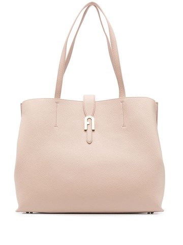 Furla - logo-plaque leather tote bag - women - Calf Leather - One Size - Neutrals