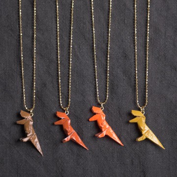 \迷你暴龍/ 摺紙項鍊_棕色 / 紅棕 / 亮橘 / 土黃