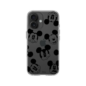 iPhone 16 Clear Case（相機按鈕） 透明 - 迪士尼-米奇 Mickey - 黑標款-米奇的有趣表情