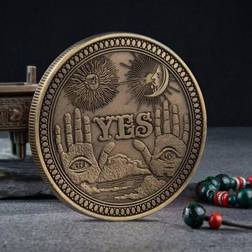 ✅【臺灣出貨】新款YES/NO手指決策幣把玩立體浮雕太陽月亮天使骷髏決策硬幣雙面
