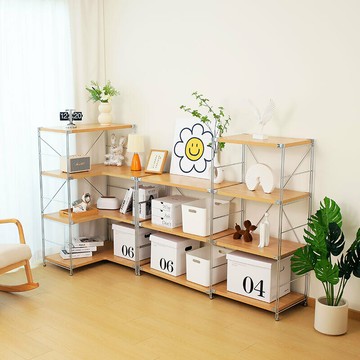 免運 日式轉角置物架落地多層儲物架角落組合多層書架廚房微波爐架子