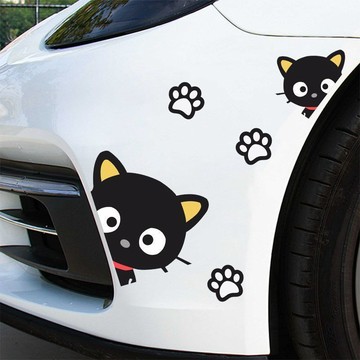 個性創意貓咪車貼 汽車卡通裝飾貼紙 個性創意車貼 汽車黑色貼紙 卡通汽車貼紙 遮蓋劃痕貼紙 車身保險槓拉花 車尾貼紙