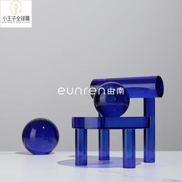 【公司現貨速發】免運 開發票 家飾 擺件 花器現代簡約客廳藍色水晶小椅子擺件家居茶幾電視柜擺設樣板間裝飾品 日式家飾