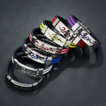 【RJ New York】火焰紋章可調中性矽膠不鏽鋼手環手鍊(7色可選)