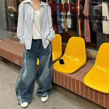 潮流百搭日系牛仔褲新款時尚簡約氣質文藝ins慵懶流行原宿高品質
