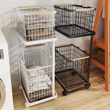 可開發票 公司貨 衛生間洗澡籃可移動帶輪臟衣服收納筐簍籃子放衣神器洗衣籃臨時放S015