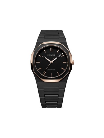 D1 Milano - Polycarbon 40.5mm - unisex - Polycarbonite/Mineral Glass/Rose Gold Plated Stainless Steel - One Size - Black