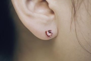 【PurpleMay Jewellery】純18K金心型紅碧璽耳墜 耳環 訂製 E006