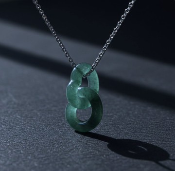 冰種翡翠心連心吊墜 | 天然A貨翡翠 | 送禮