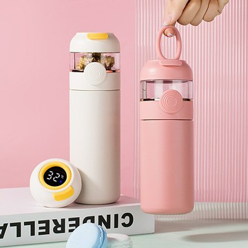 女士高顏值陶瓷內膽泡茶杯子便攜高檔不銹鋼水杯茶水分離杯保溫杯