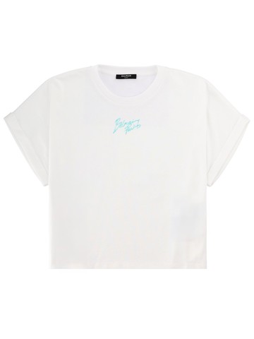 balmain cropped t-shirt with logo