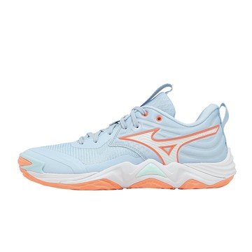 Mizuno 美津濃 排球鞋 Wave Momentum Elite 女鞋 藍 橘 緩震 運動鞋 V1GC2512-84